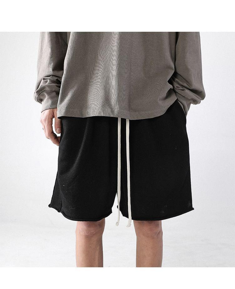 Drawstring Waist Plain Shorts Product Image