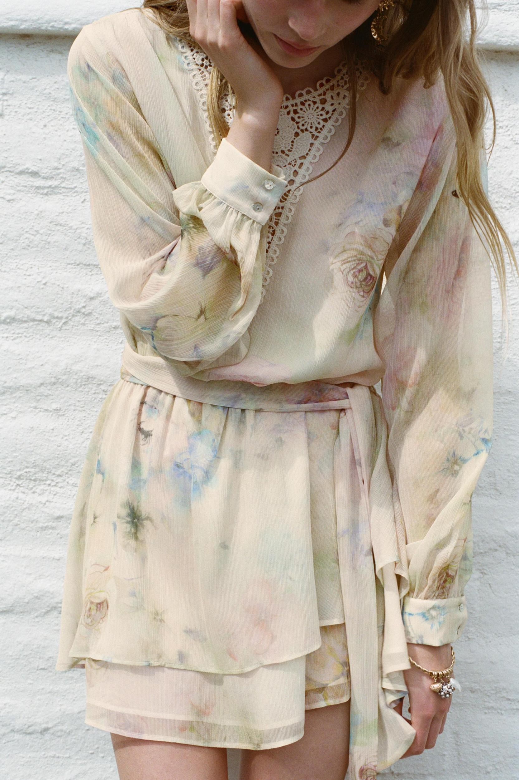 PRINTED CROCHET DRESS Product Image