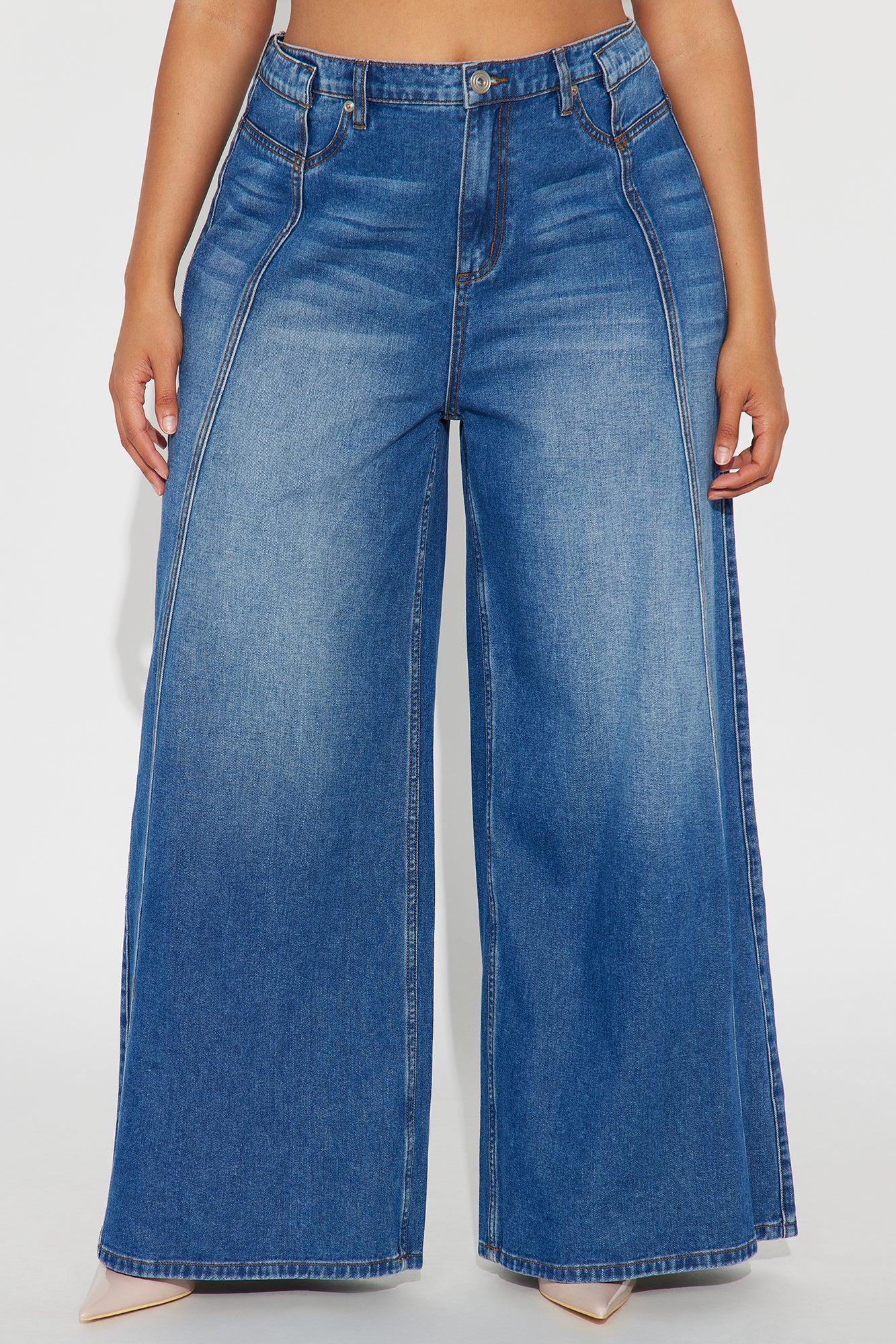 She Seams Stellar Wide Leg Jeans - Medium Wash Female Product Image
