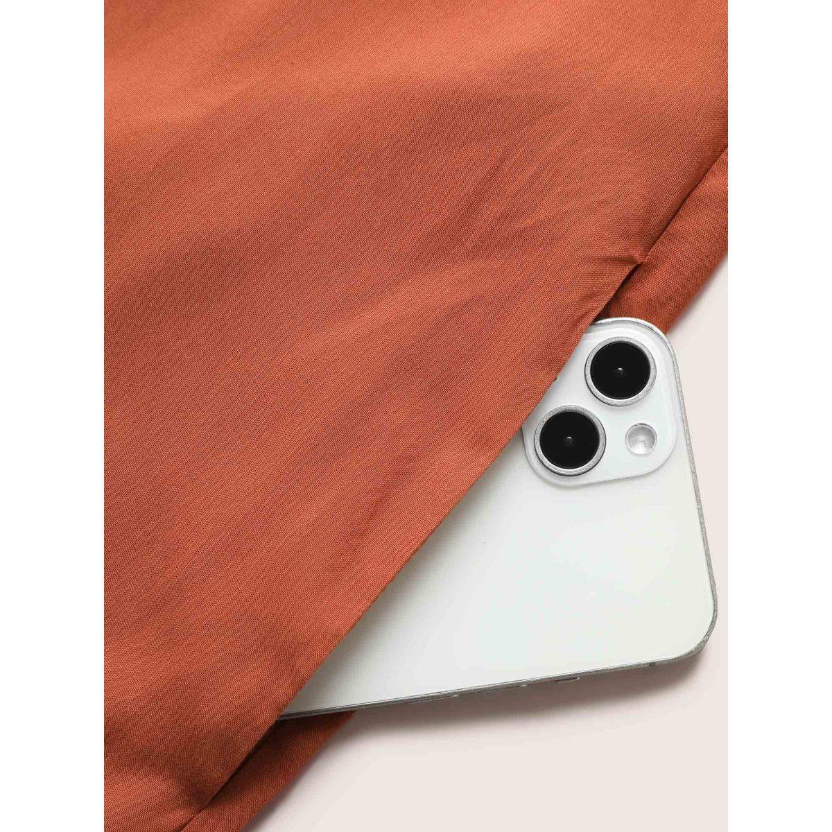 Plus Size Rust Rayon Ruffle Trim Gathered Tie Knot Jumpsuit Women Resort Sleeveless V-neck Vacation Loose Jumpsuits BloomChic 26/4X Product Image