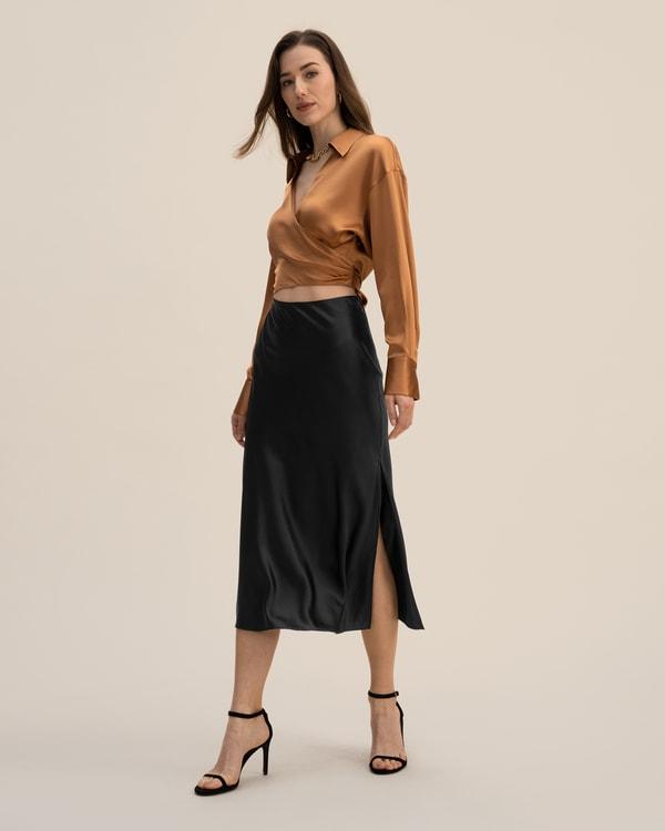 Wrapover Cropped Shirt Product Image