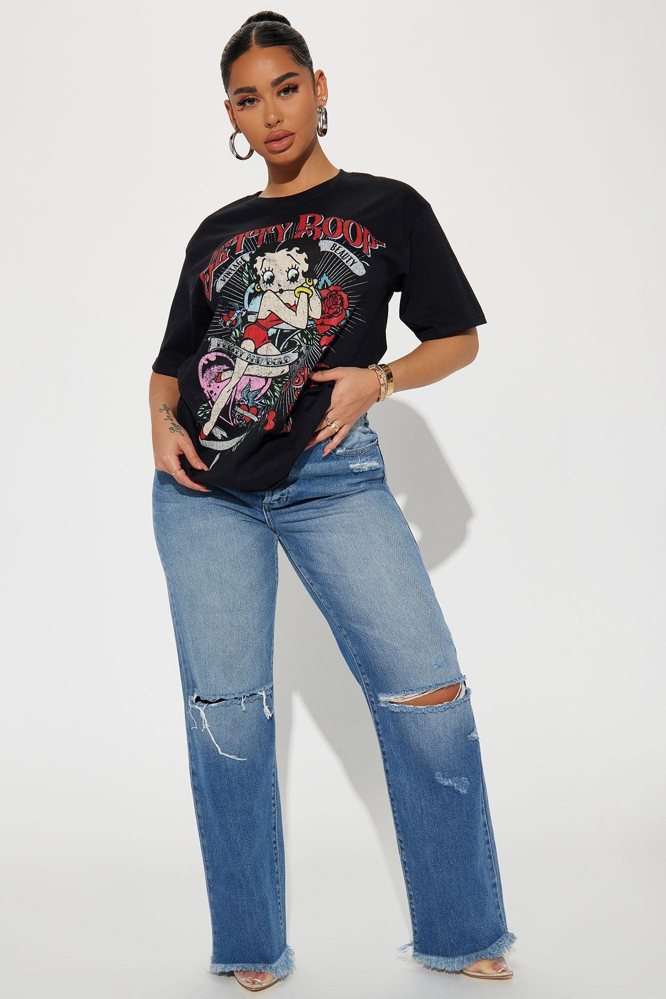 Betty Boop Oversized Graphic Tee - Black Product Image