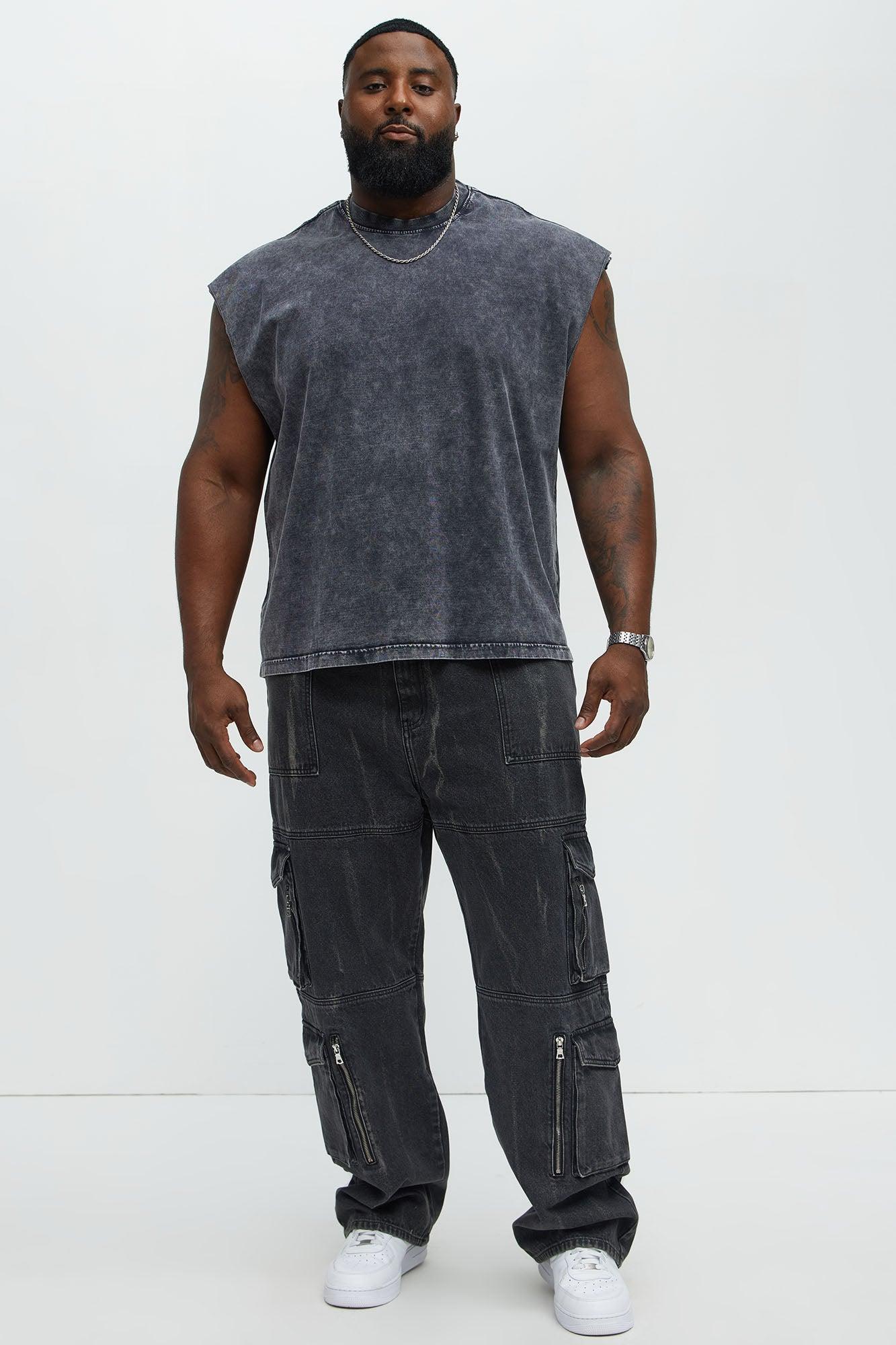 Relaxed Vintage Wash Heavyweight Muscle Tee - Black Wash Male Product Image