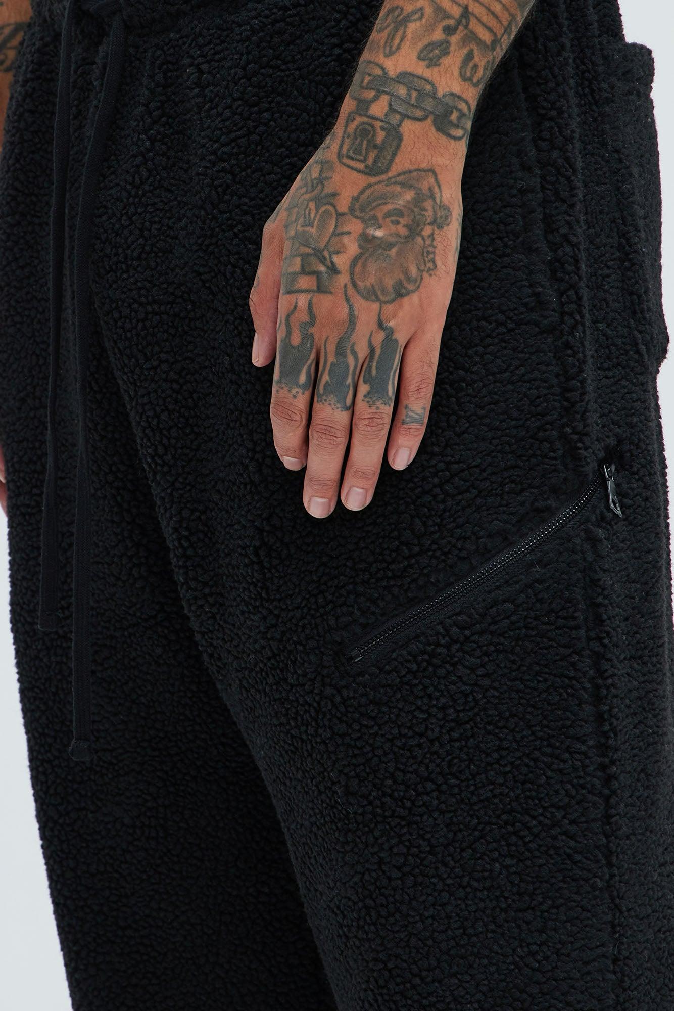 Axel Polar Fleece Zip Straight Sweatpants - Black Product Image
