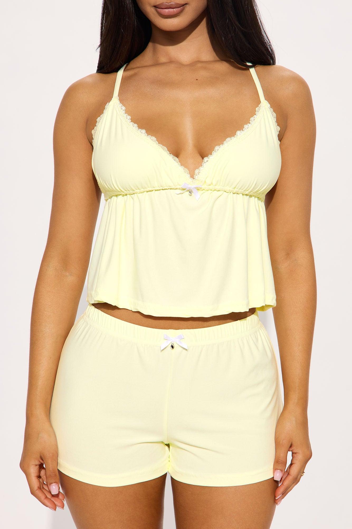 Morning Routine PJ Short Set - Yellow Female Product Image