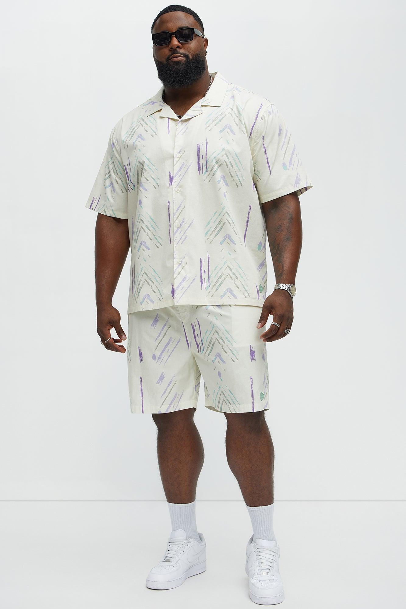 Strokes Poplin Cuban Collar Button Up Shirt - Cream Product Image