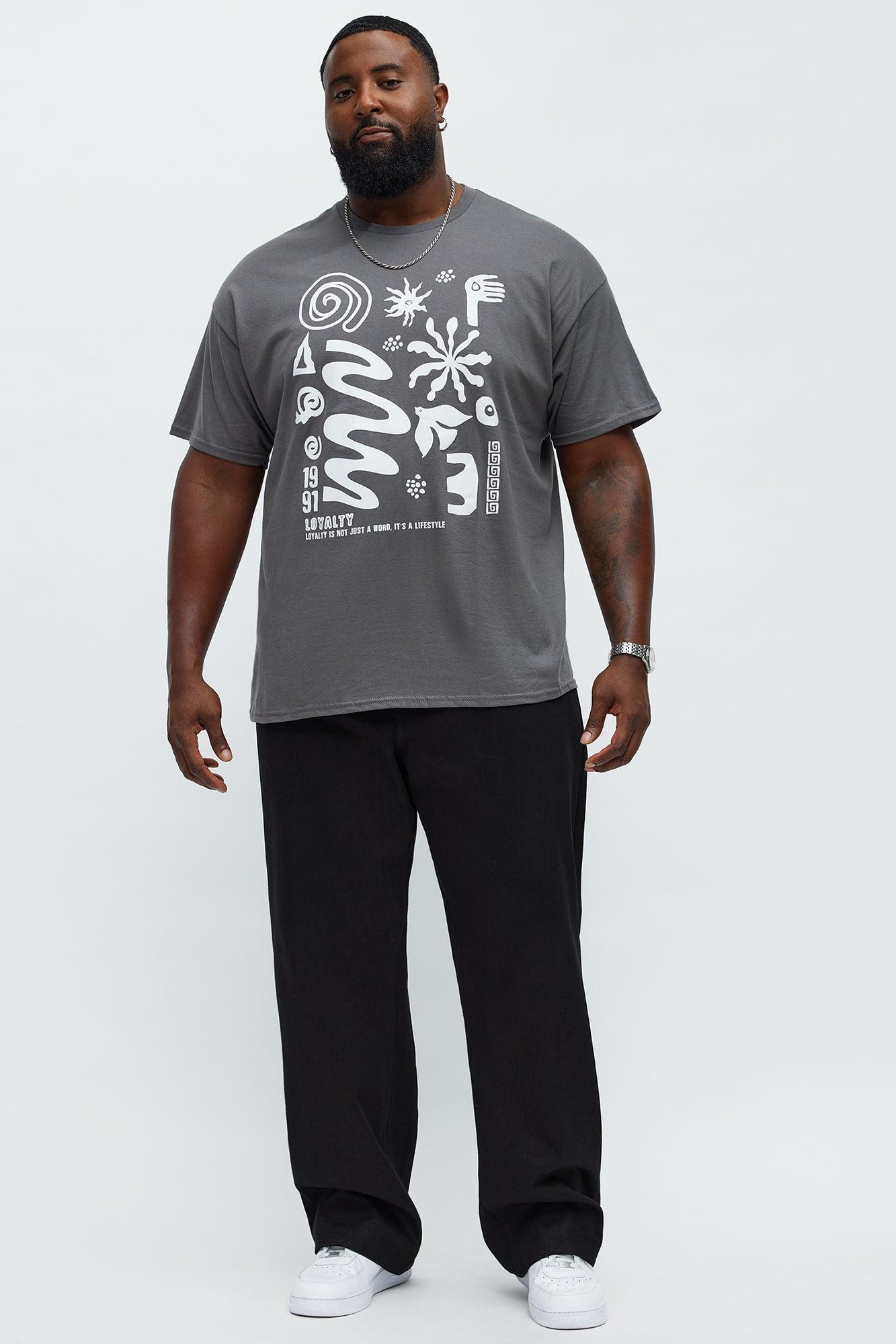 Abstract Artwork Collage Short Sleeve Tee - Charcoal Male Product Image