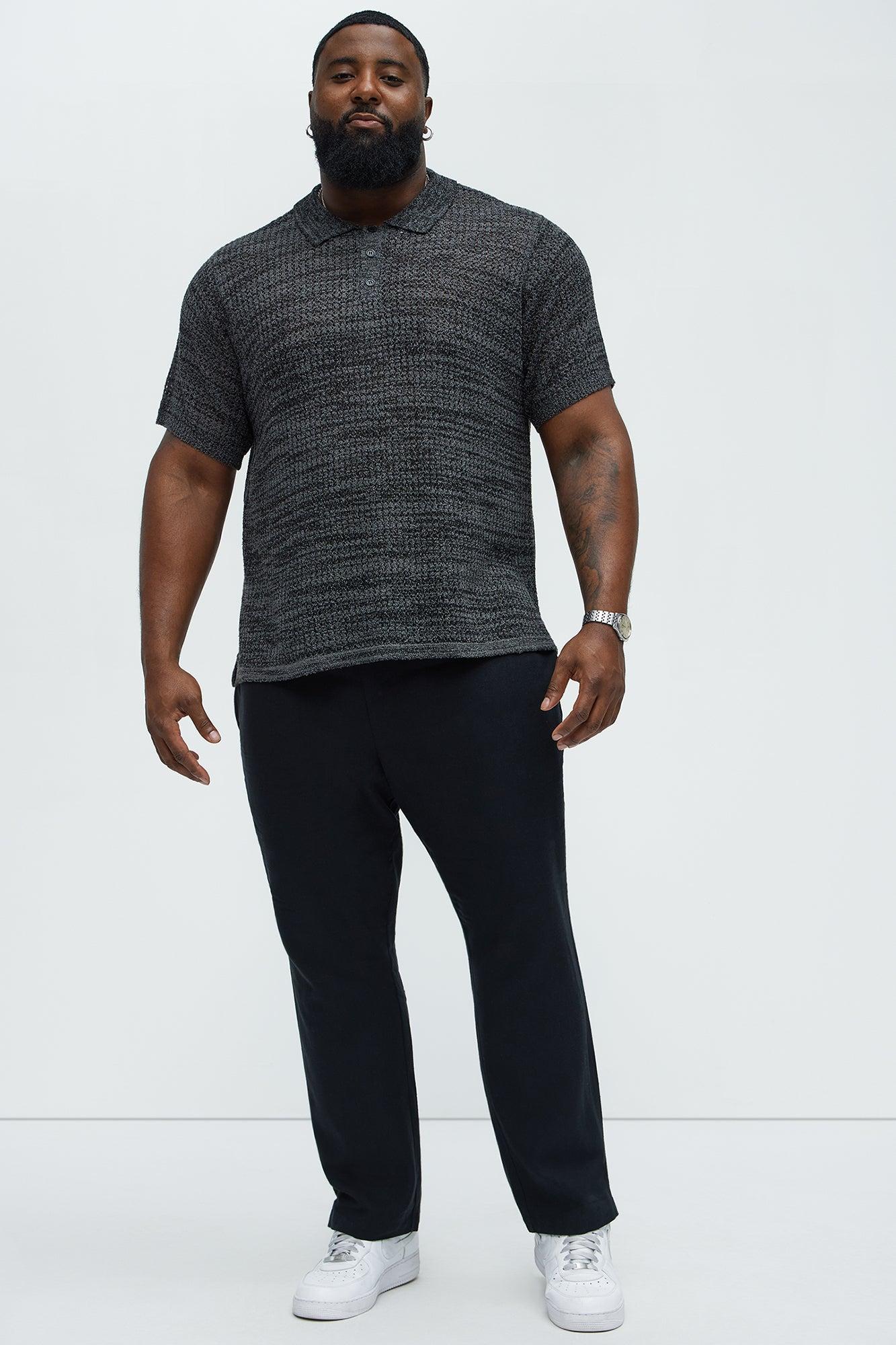 Peppered Open Knit Polo - Grey/combo Product Image
