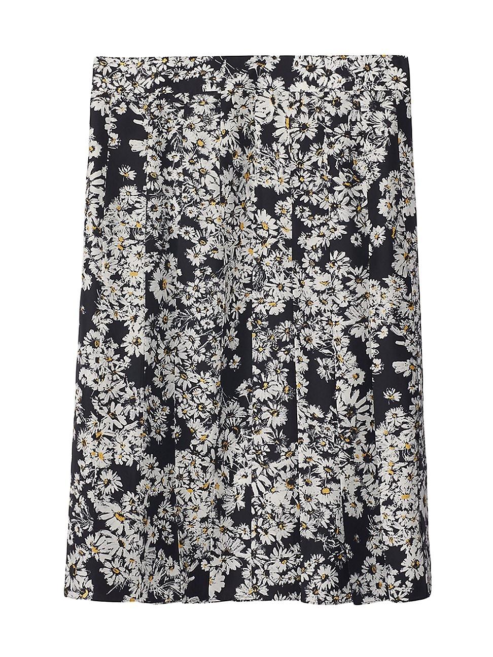 Womens Daisy Printed Silk Midi-Skirt Product Image