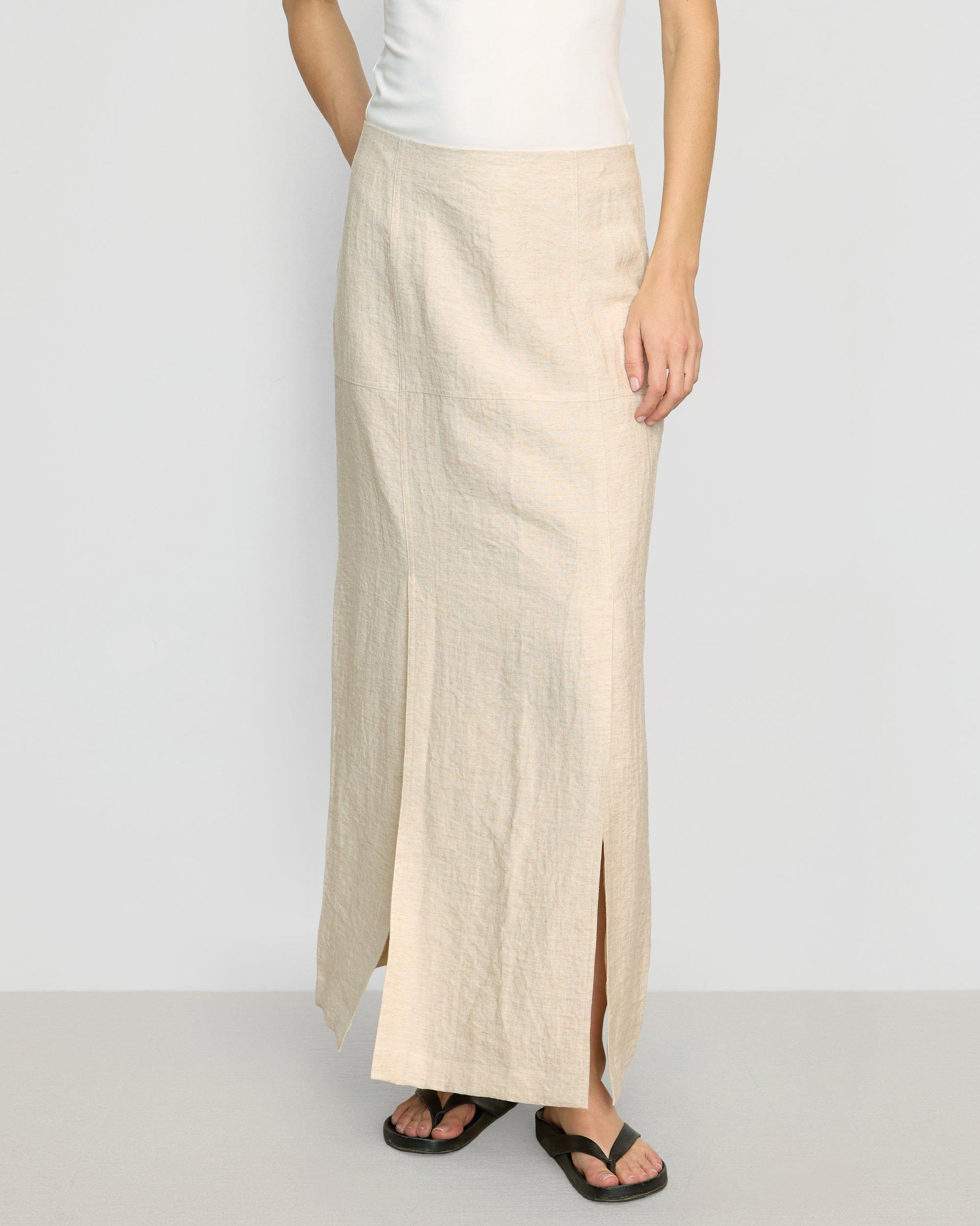 Ranni Front-Vent Linen-Blend Skirt Product Image