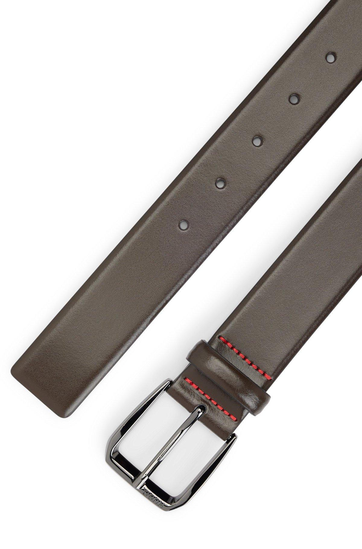 Italian-leather belt with branded buckle Product Image