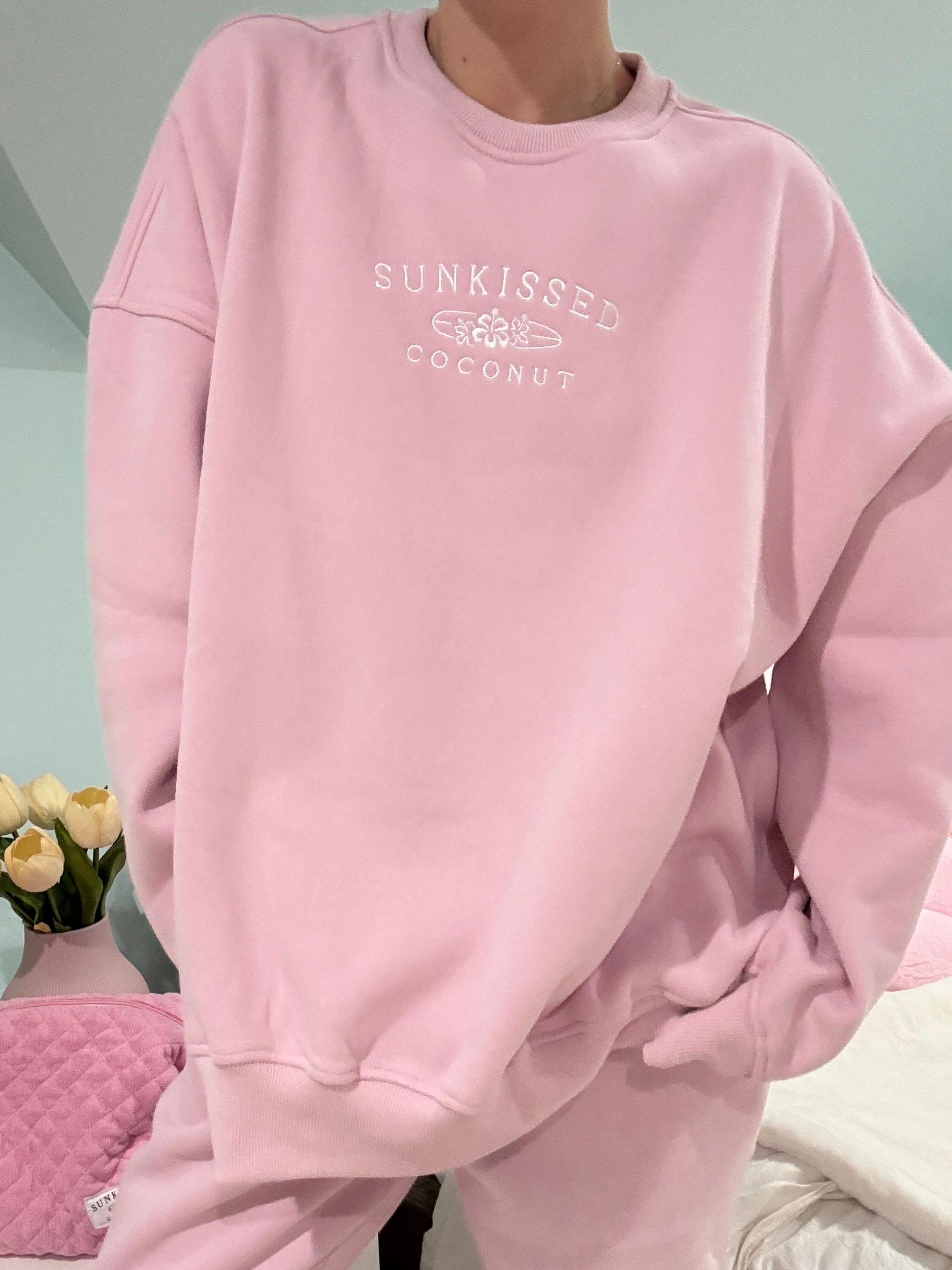 Mauve Mist Sunkissedcoconut Embroider Sweatshirt Product Image