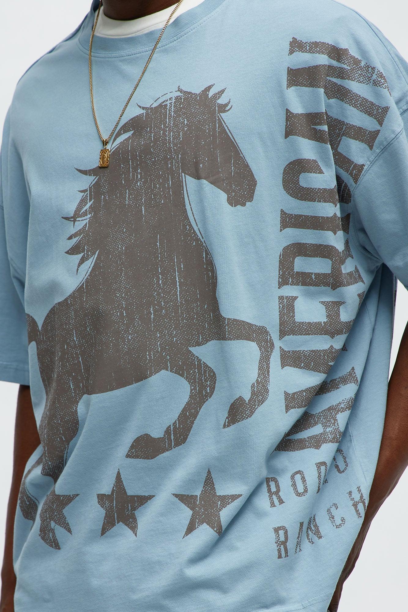 American Rodeo Ranch Oversized Short Sleeve Tee - Light Blue Male Product Image