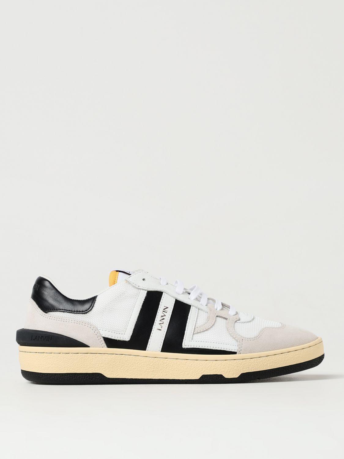 LANVIN Black And White Leather Clay Low Mesh Sneakers Product Image