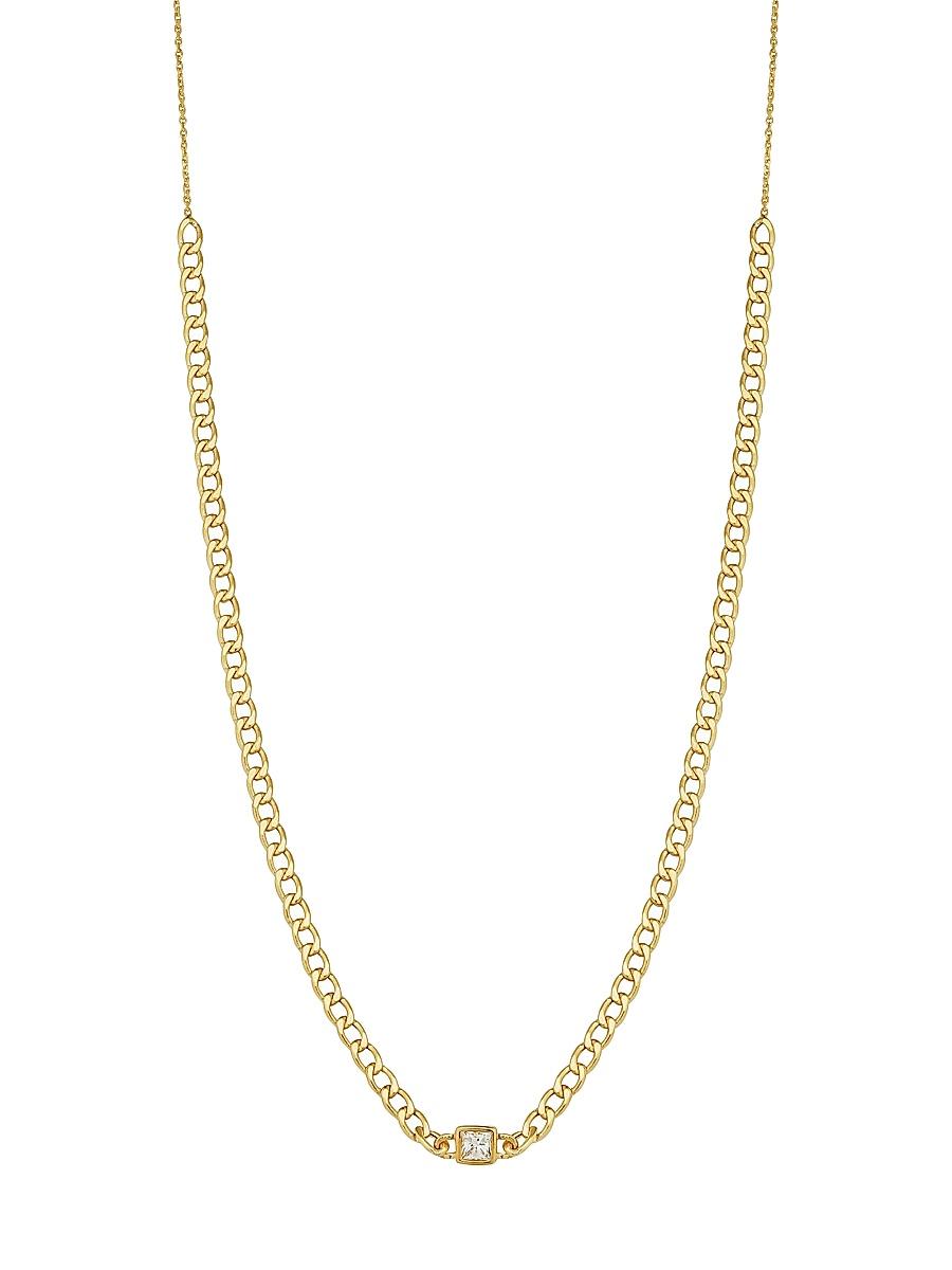 Womens 14K Yellow Gold Dazzle Me Curb Choker Necklace Product Image