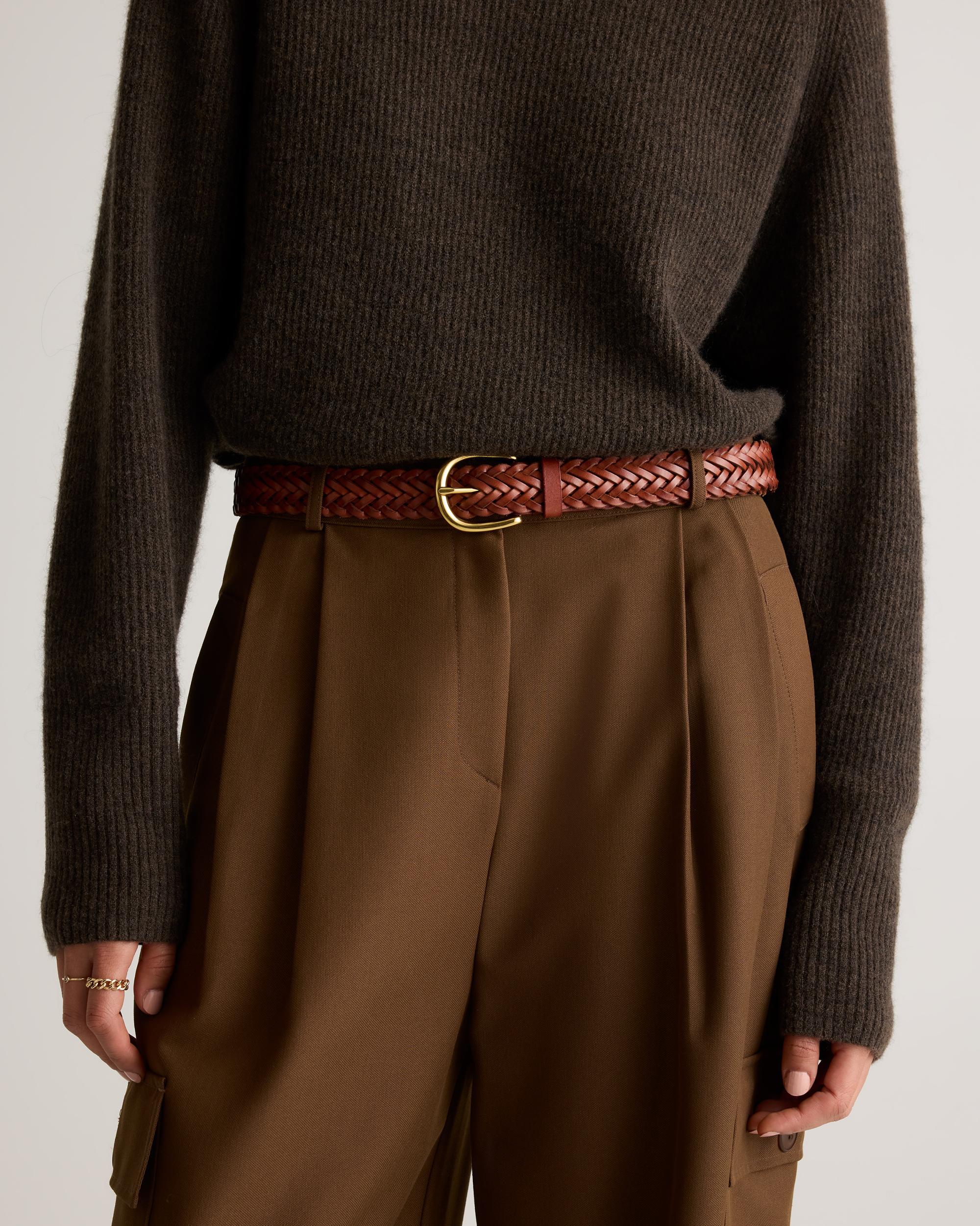 Quince | Women's Josie European Leather Braided Belt Size XL, Italian Leather Product Image