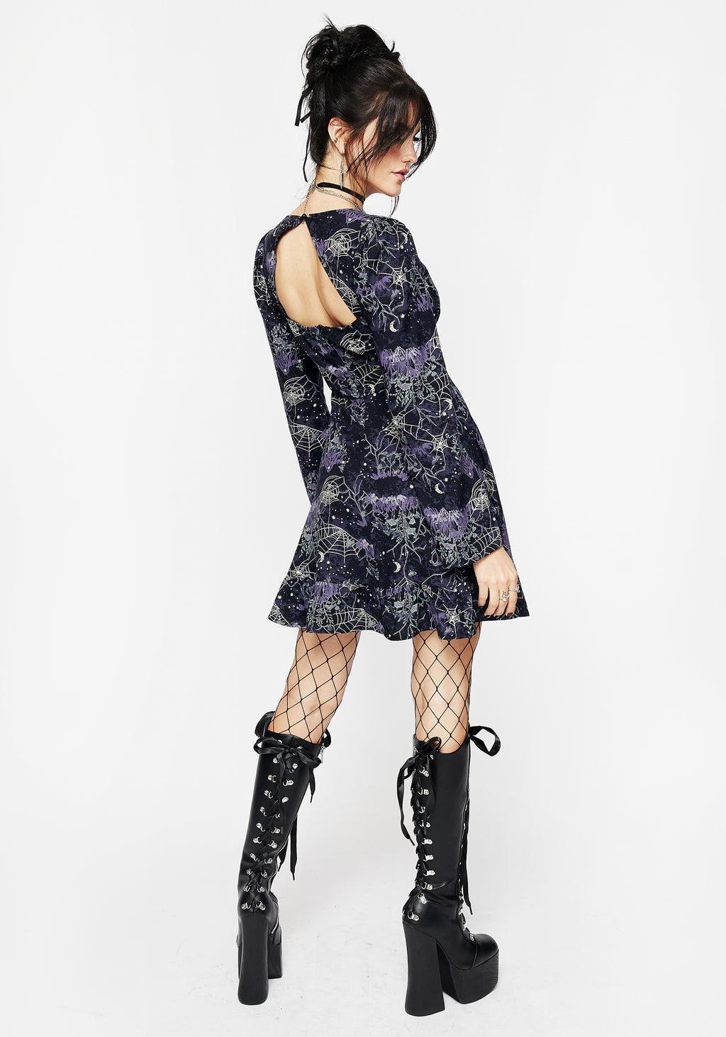 Hawthorn Flute Sleeve Lace Up Mini Dress Product Image