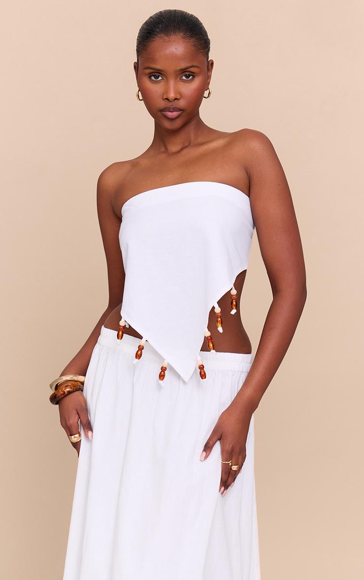 White Beaded Pointed Bandeau Product Image