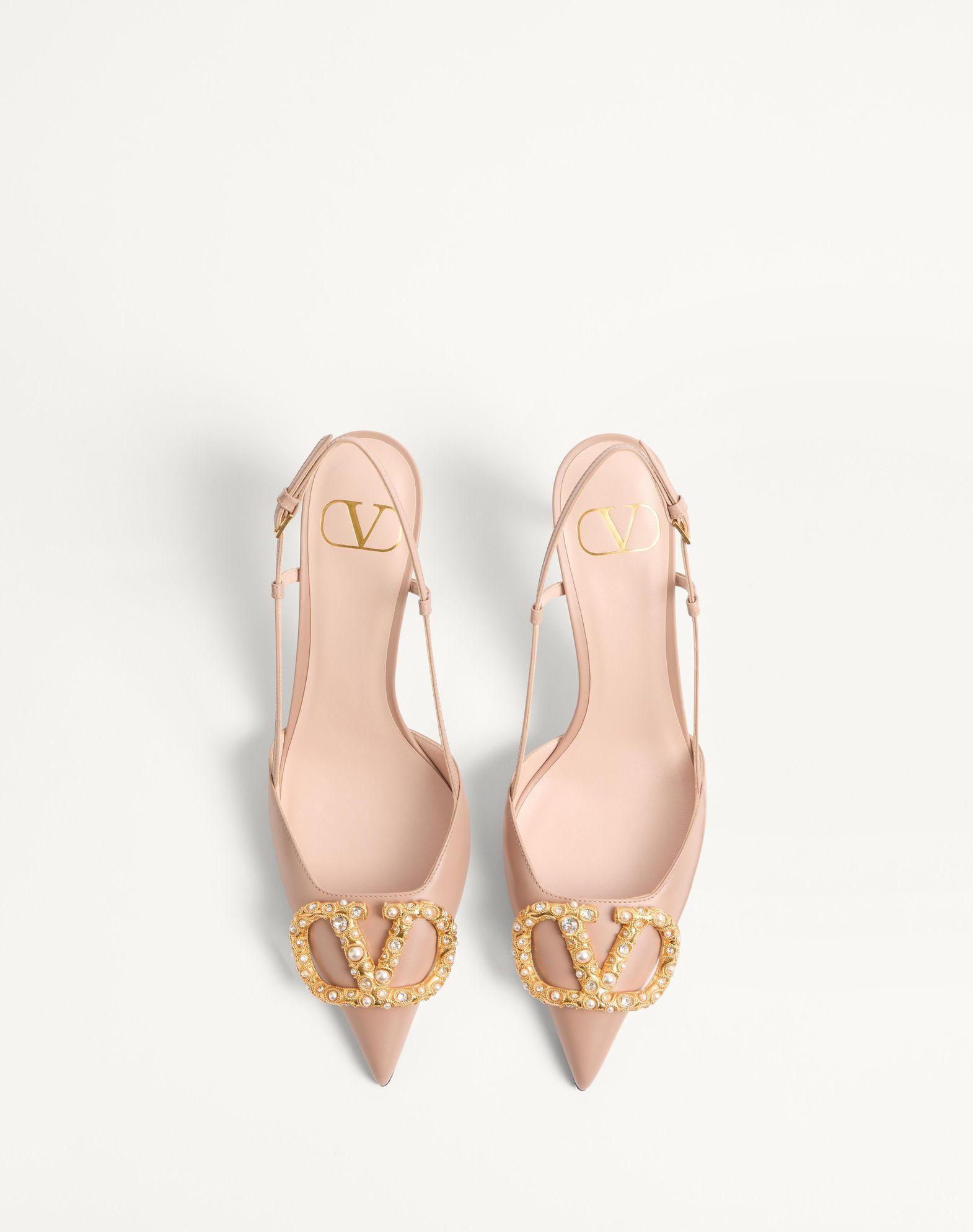 Vlogo Signature Slingback Calfskin Pump With Jewel Logo 80Mm Product Image