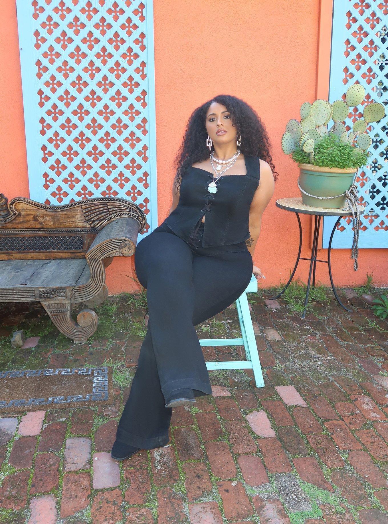 Festi Lace-Up Flare High-Rise Jean Product Image