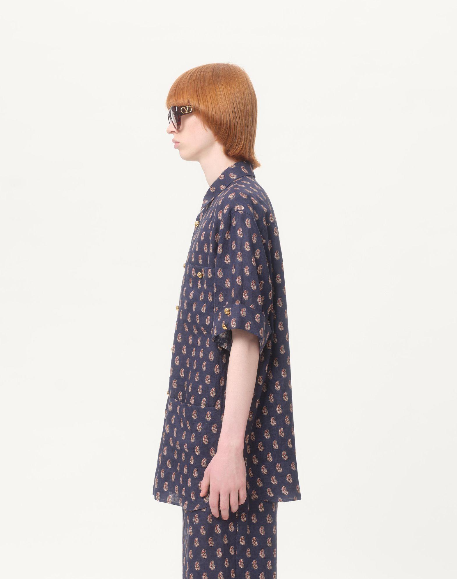 Lightweight Linen Shirt With Voyage Imaginaire Print Product Image