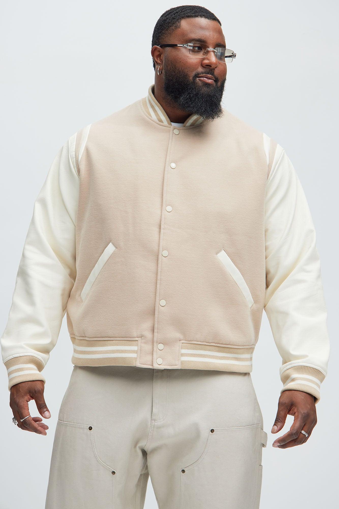 Shoulder Varsity Jacket - Tan Product Image