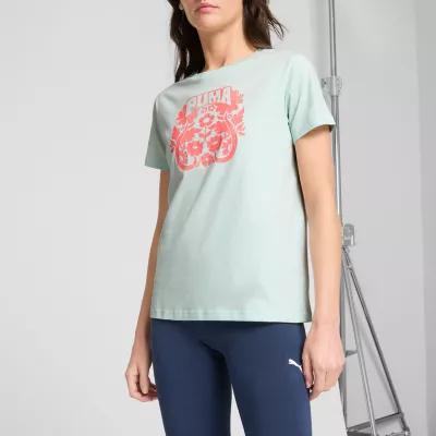 PUMA Womens Crew Neck Short Sleeve Graphic T-Shirt Product Image