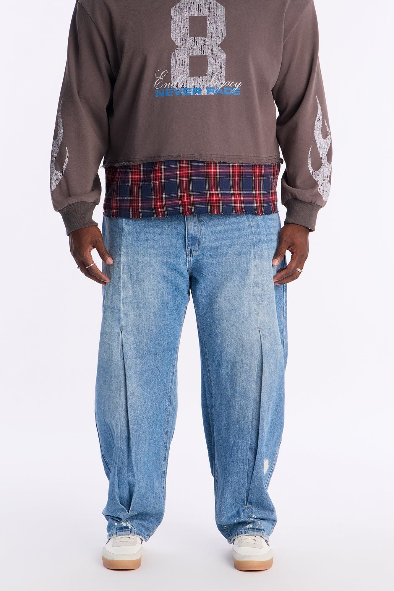 Barrel Pull On The Scene Pleated Jean - Medium Wash Product Image