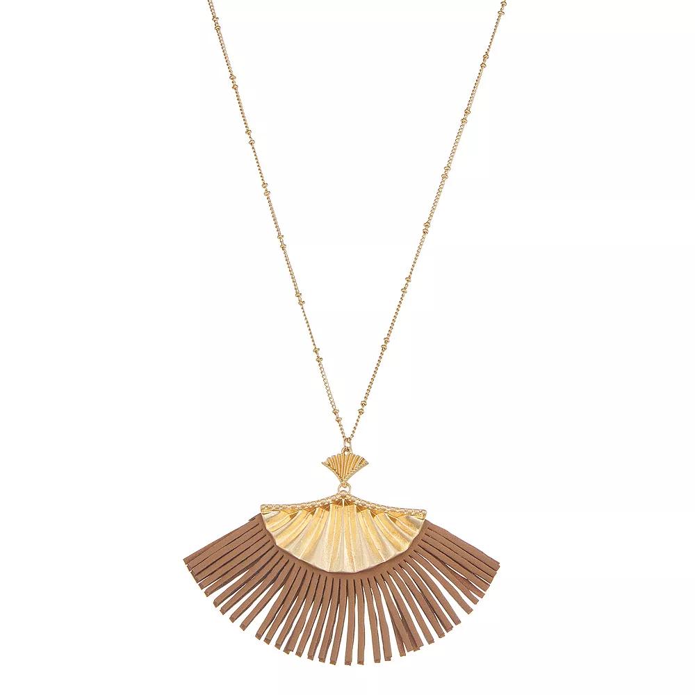 Sonoma Goods For Life® Gold Tone Fringe Pendant Long Necklace, Women's, Brown Product Image