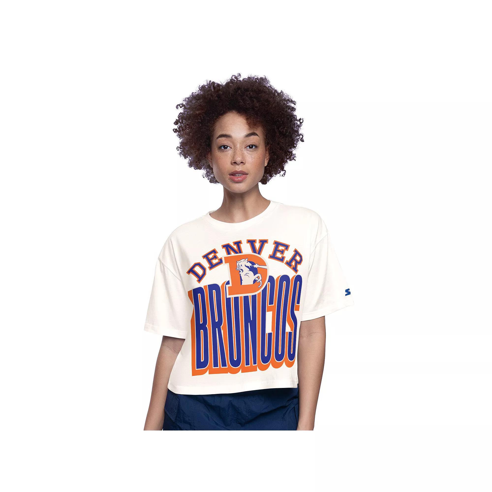 Womens Starter Denver Broncos Throwback Play the Ball Boxy Cropped T-Shirt Product Image