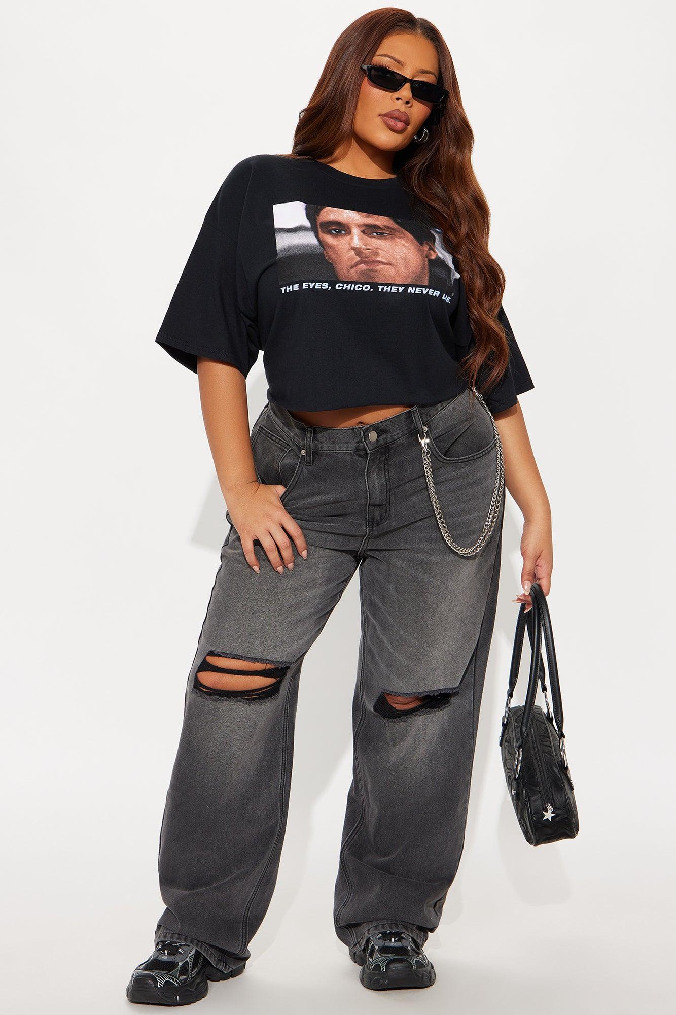 Scarface Eyes Never Lie Cropped Tee - Black Female Product Image