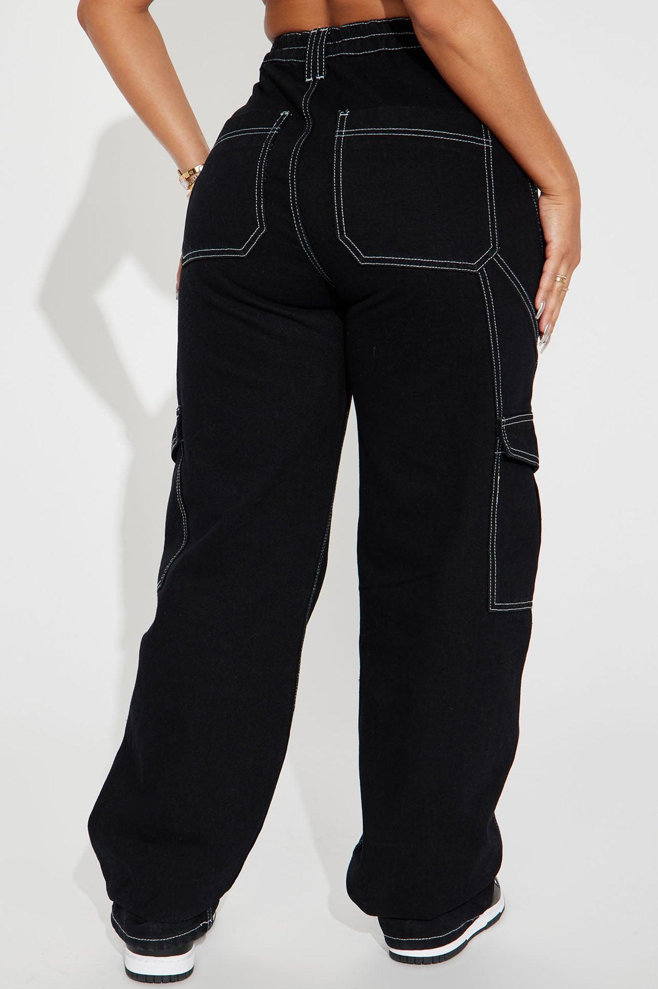 Petite Give Me A Break Cargo Carpenter Jeans - Black Product Image