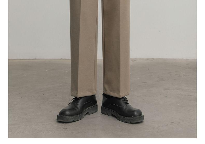 Mid Rise Plain Wide Leg Crop Dress Pants Product Image