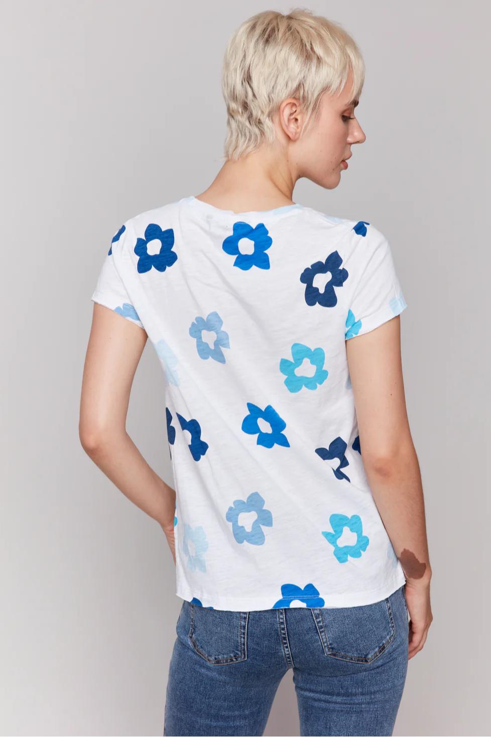 Short Sleeve Round Neck Cotton Slub Top Product Image