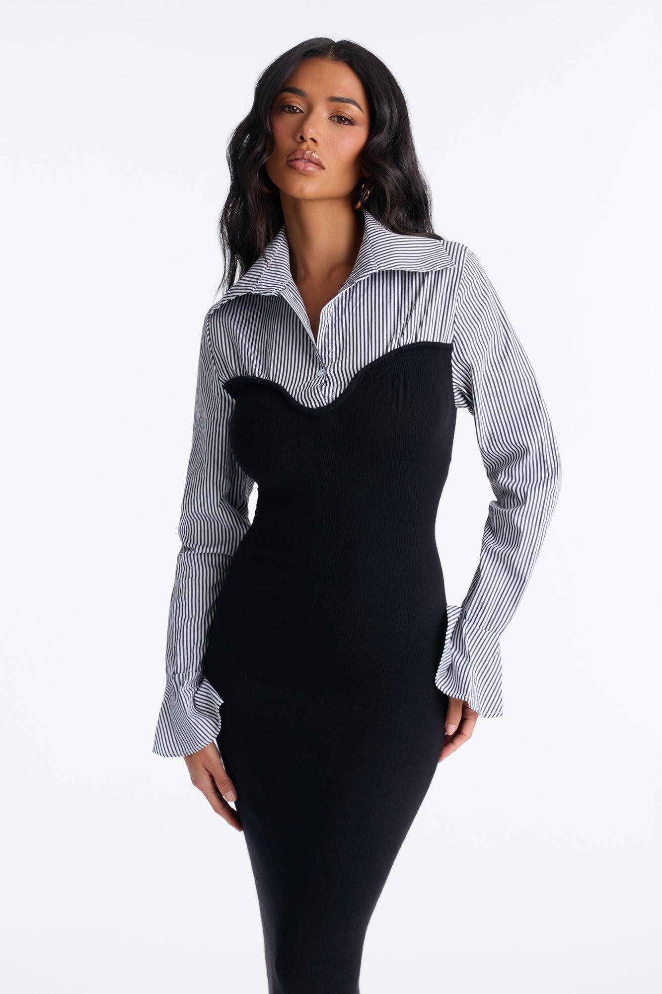 Maya Stripe Sweater Maxi Dress - Black/combo Female Product Image
