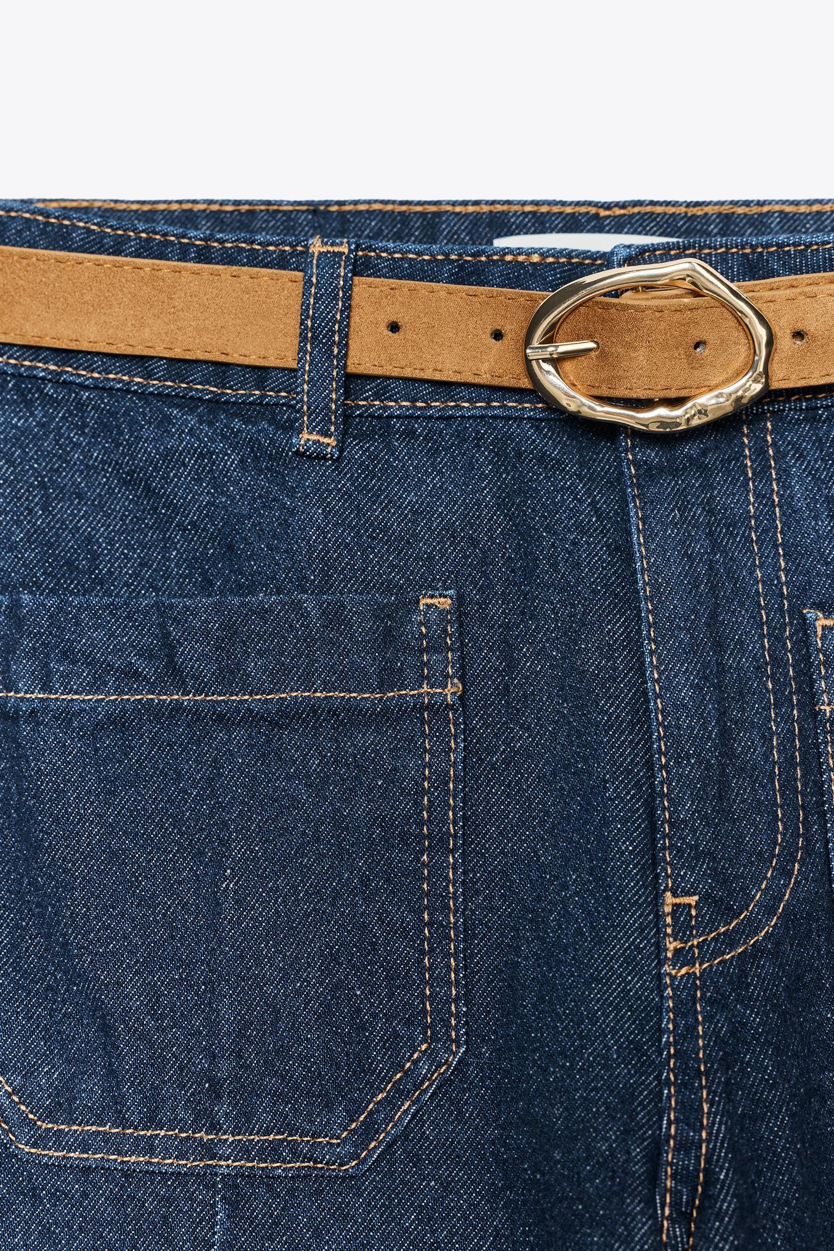 Z1975 HIGH WAIST WIDE LEG CROPPED BELTED JEANS Product Image