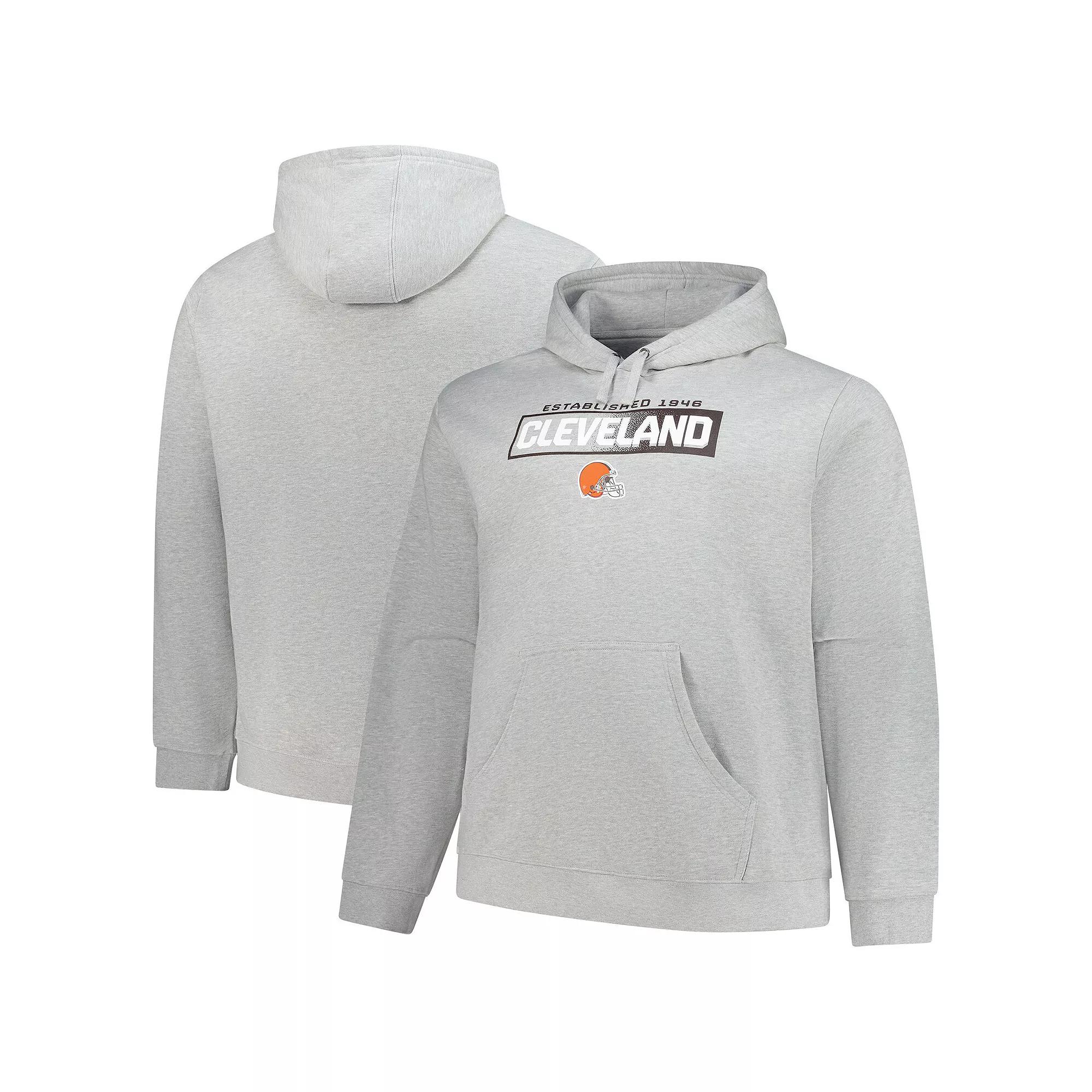 Mens Fanatics Heather Gray Cleveland Browns Big & Tall Down the Field Pullover Hoodie Product Image