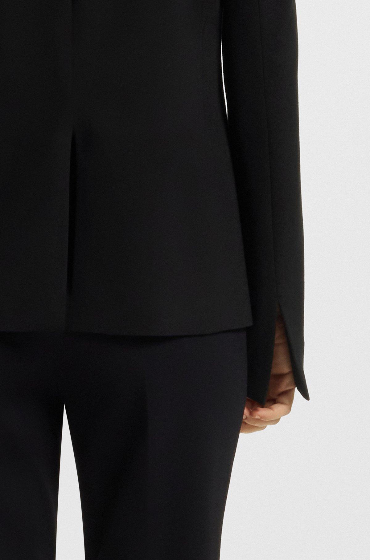 BOSS - Collarless regular-fit blazer with hardware button - Black Product Image