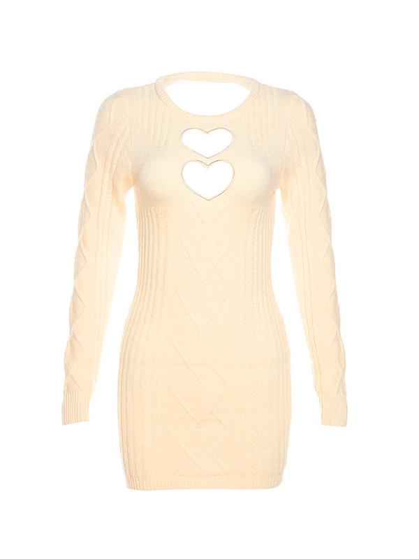 Heart Cutout Backless Knit Mini Dress Product Image