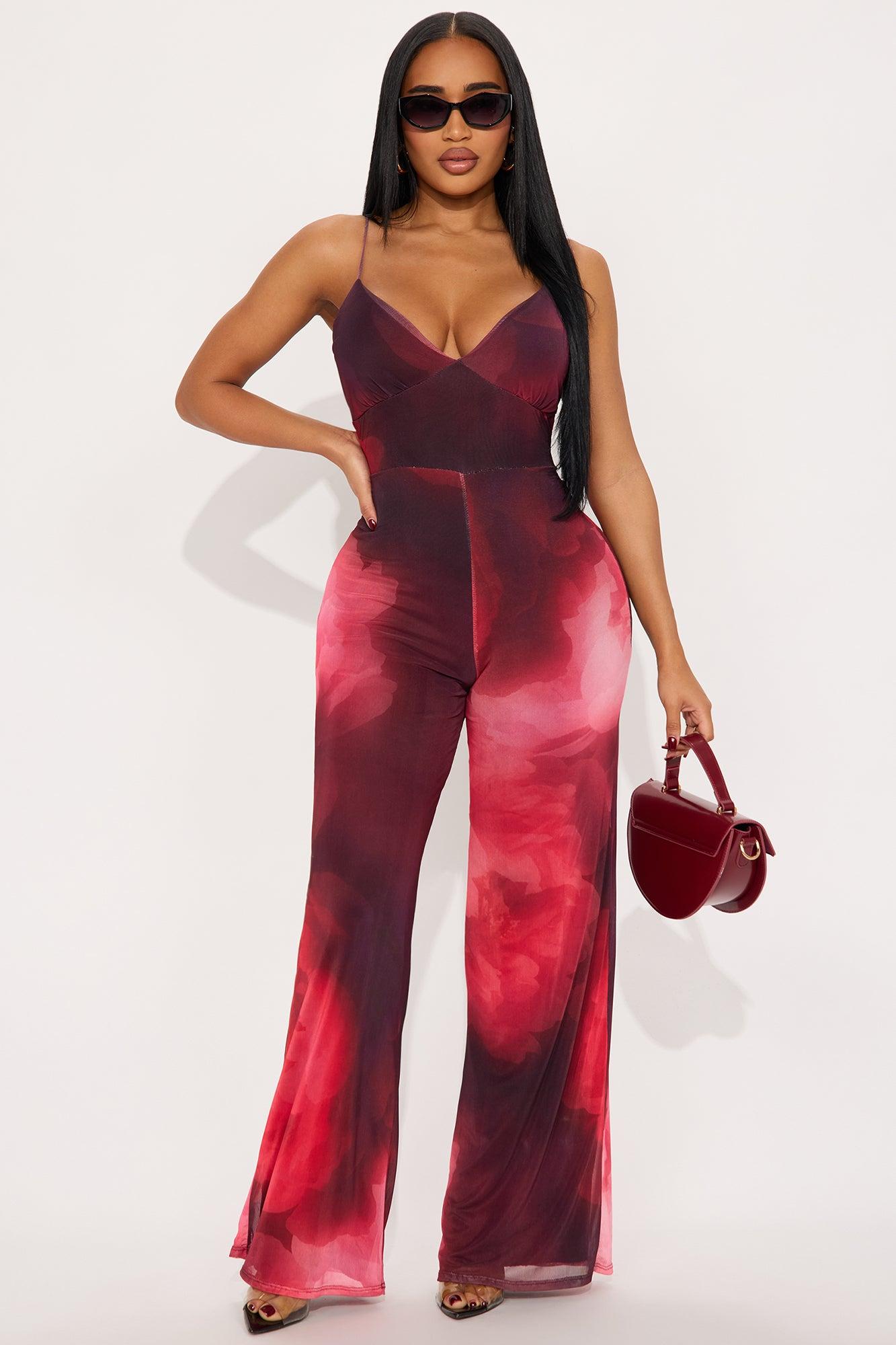 High Energy Mesh Jumpsuit - Red/combo Product Image