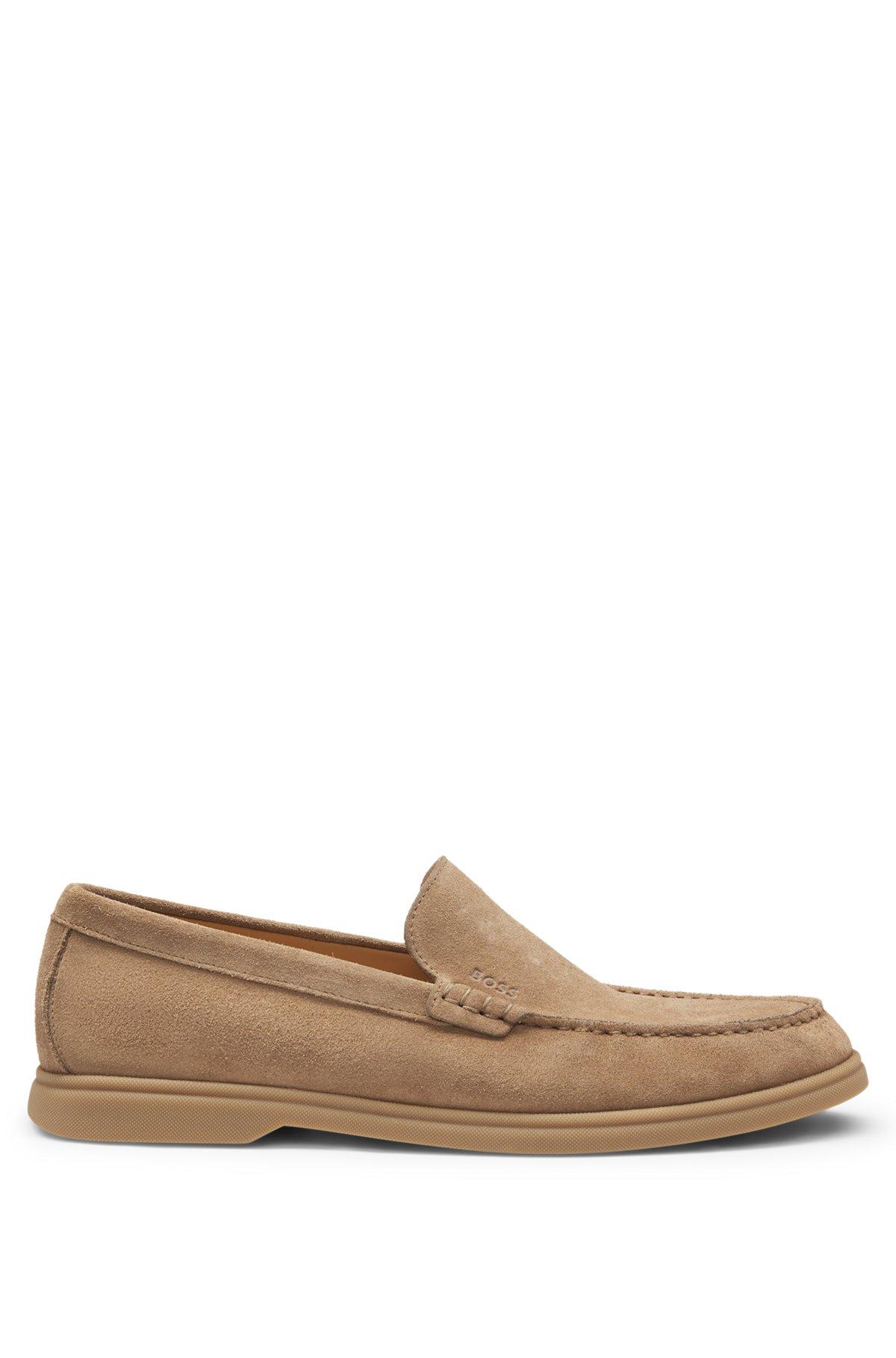 BOSS - Suede loafers with contrast outsole - Beige Product Image