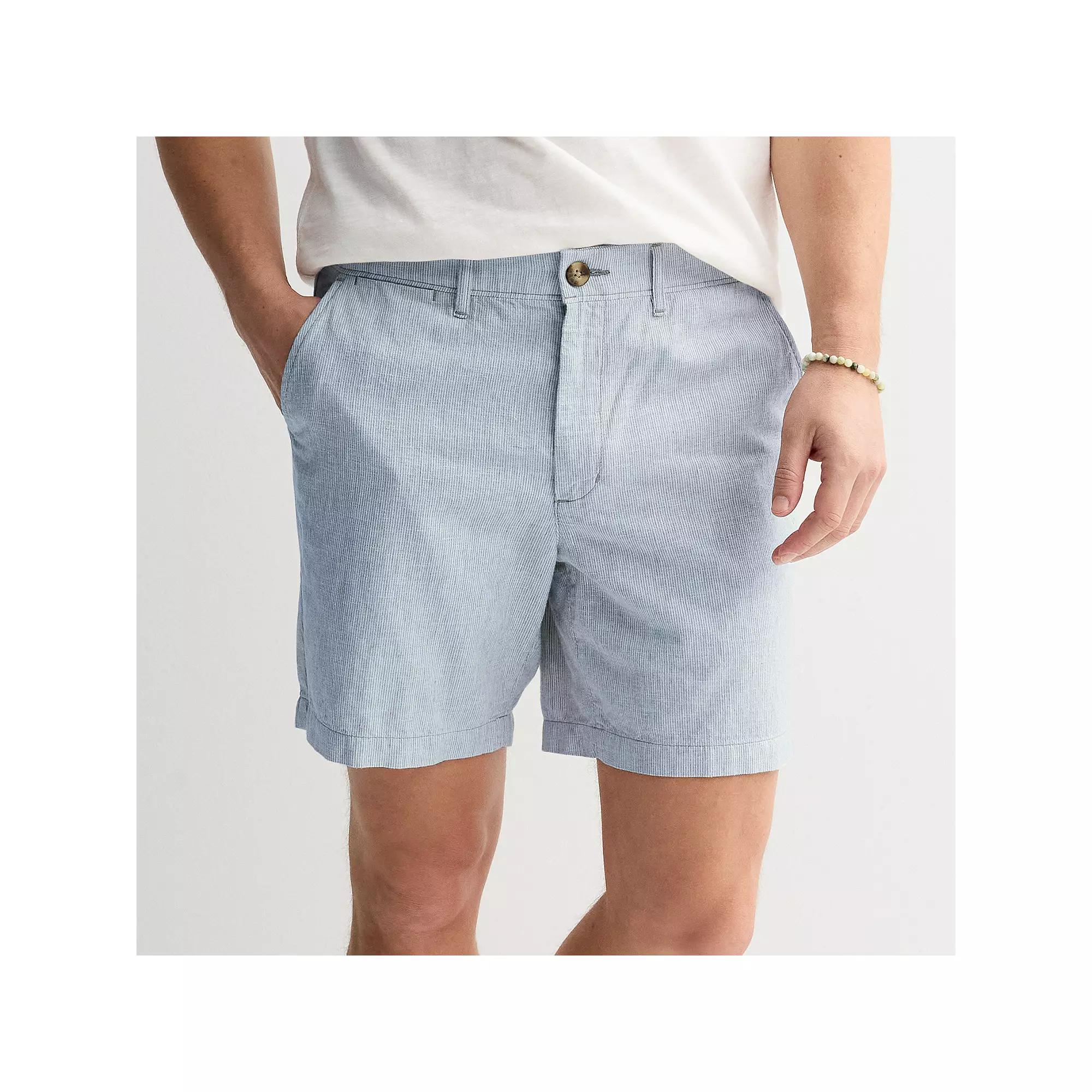 Men's Sonoma Goods For Life® 7" Flexwear Flat Front Shorts, Size: 33 7 IN, Blue Stripe Product Image