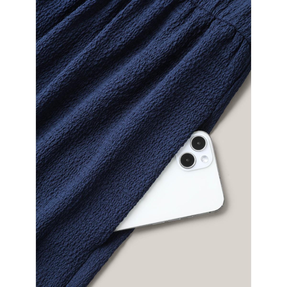 Plus Size Midnight Shirred Pockets Wide-Leg Plain Jumpsuit Women Leisure Sleeveless Non Vacation Loose Jumpsuits BloomChic 22-24/3X Product Image