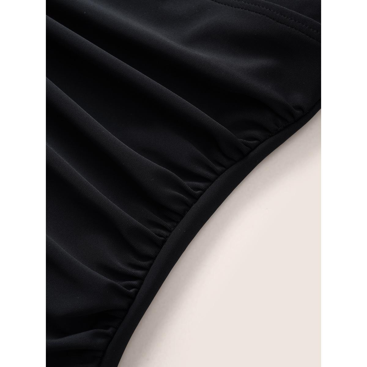 Plus Size Polka Dot Patchwork Ruffles Gathered One Piece Swimsuit Women's Swimwear Black Beach Non Curve Bathing Suits High stretch One Pieces BloomChic 26/4X Product Image