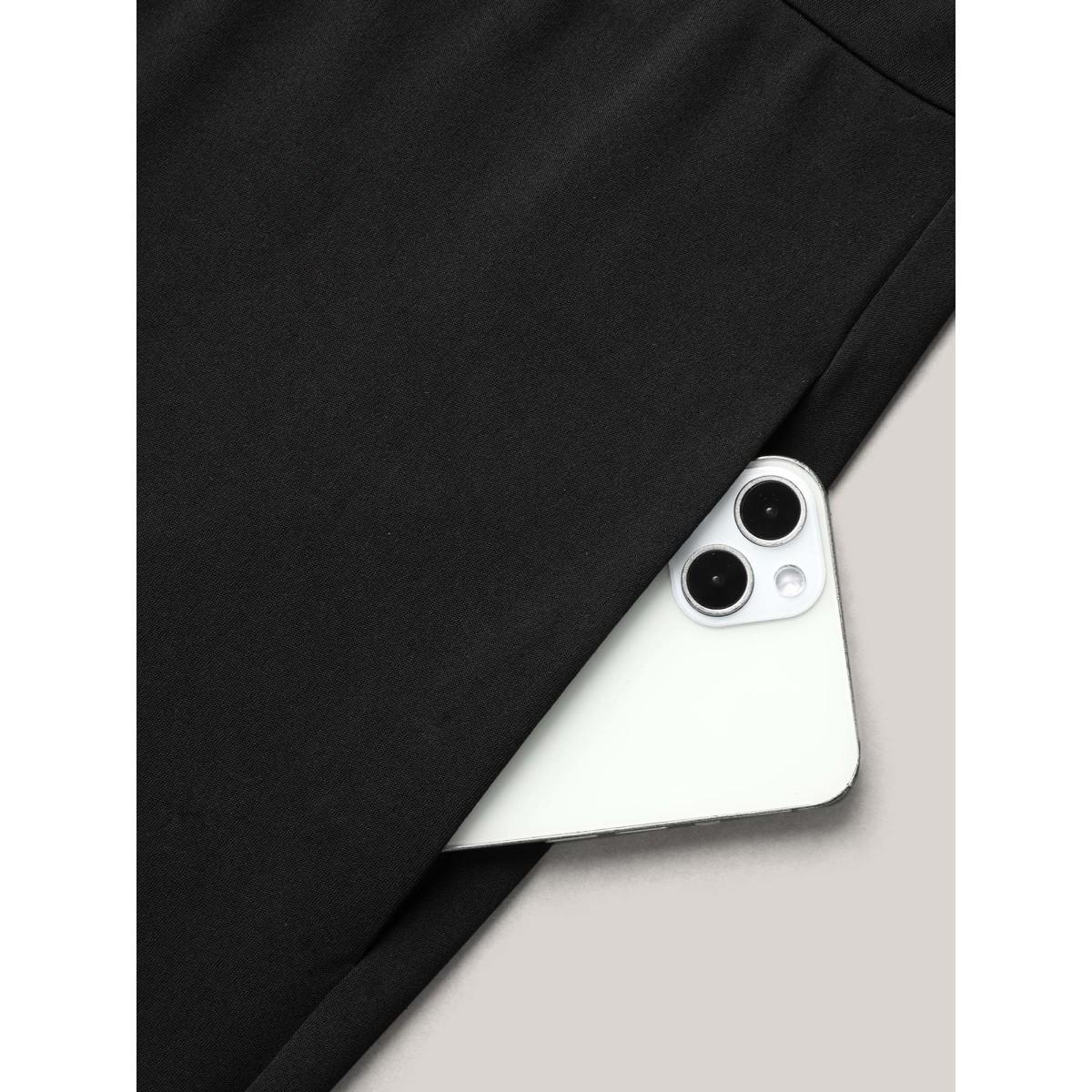 Plus Size Black Floral Mesh Sleeve Pockets Straight-Leg Jumpsuit Women Elegant Elbow-length sleeve Square Neck Elegant Loose Jumpsuits BloomChic 26/4X Product Image