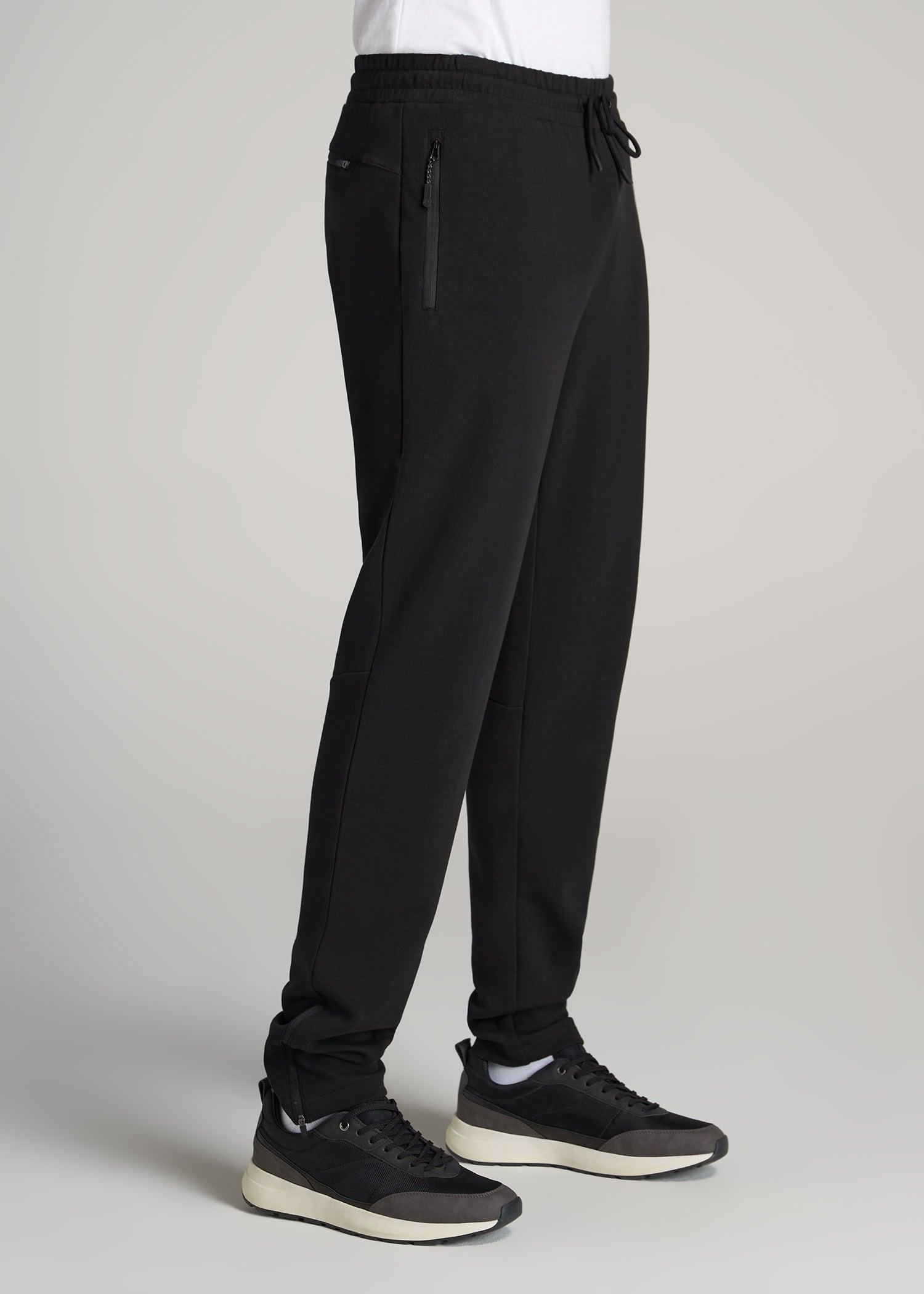 Tech-Knit Zip Joggers for Tall Men in Black Male Product Image