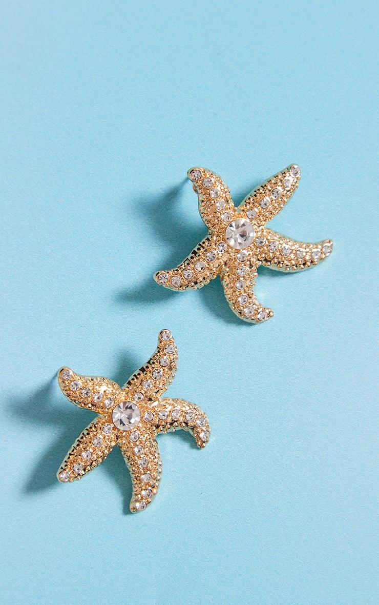 Gold Starfish Statement Stud Earrings Product Image