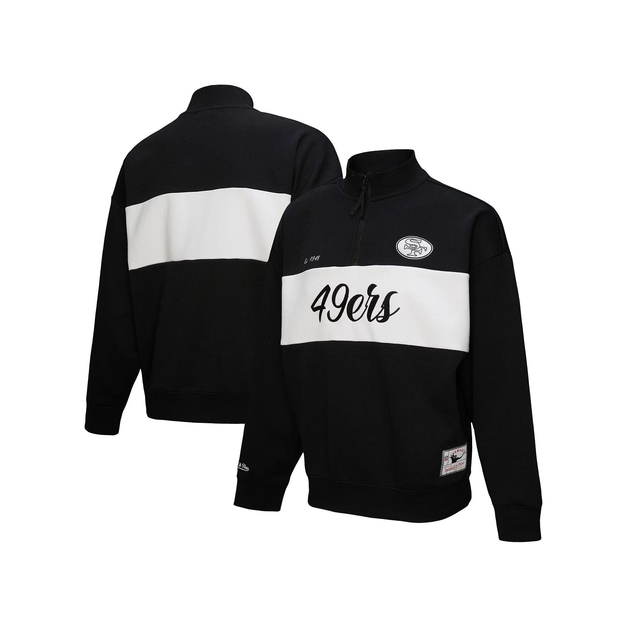 Women's Mitchell & Ness Black San Francisco 49ers Quarter-Zip Jacket, Size: Small Product Image