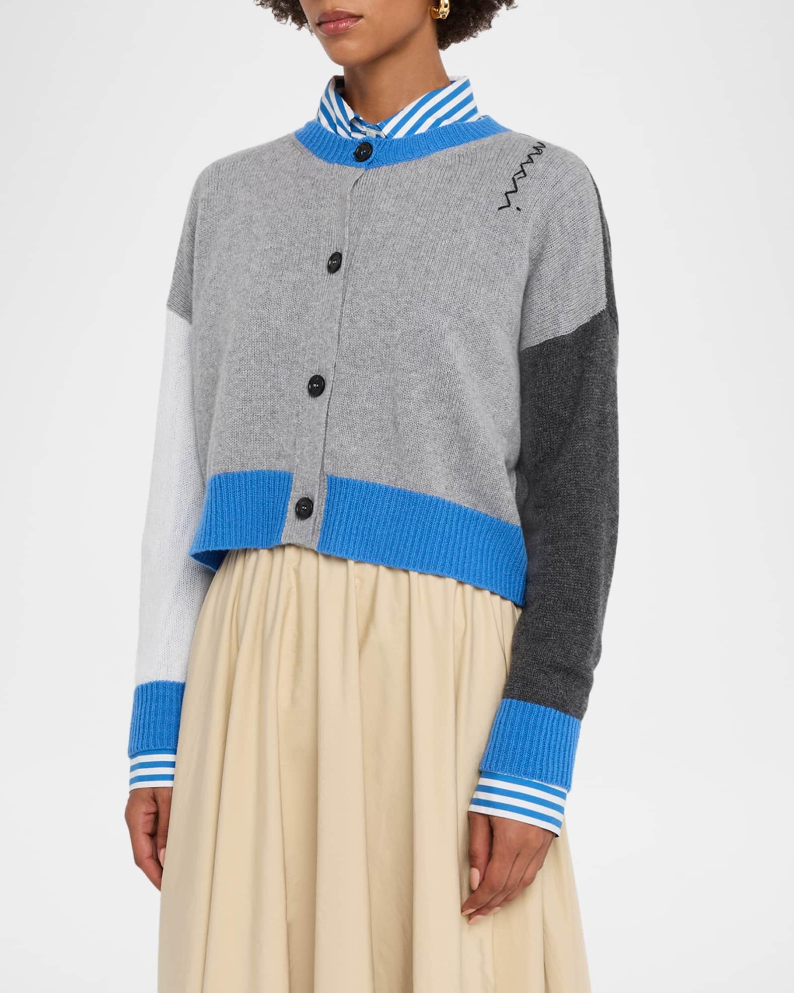 Colorblock Cashmere Crewneck Cardigan Product Image