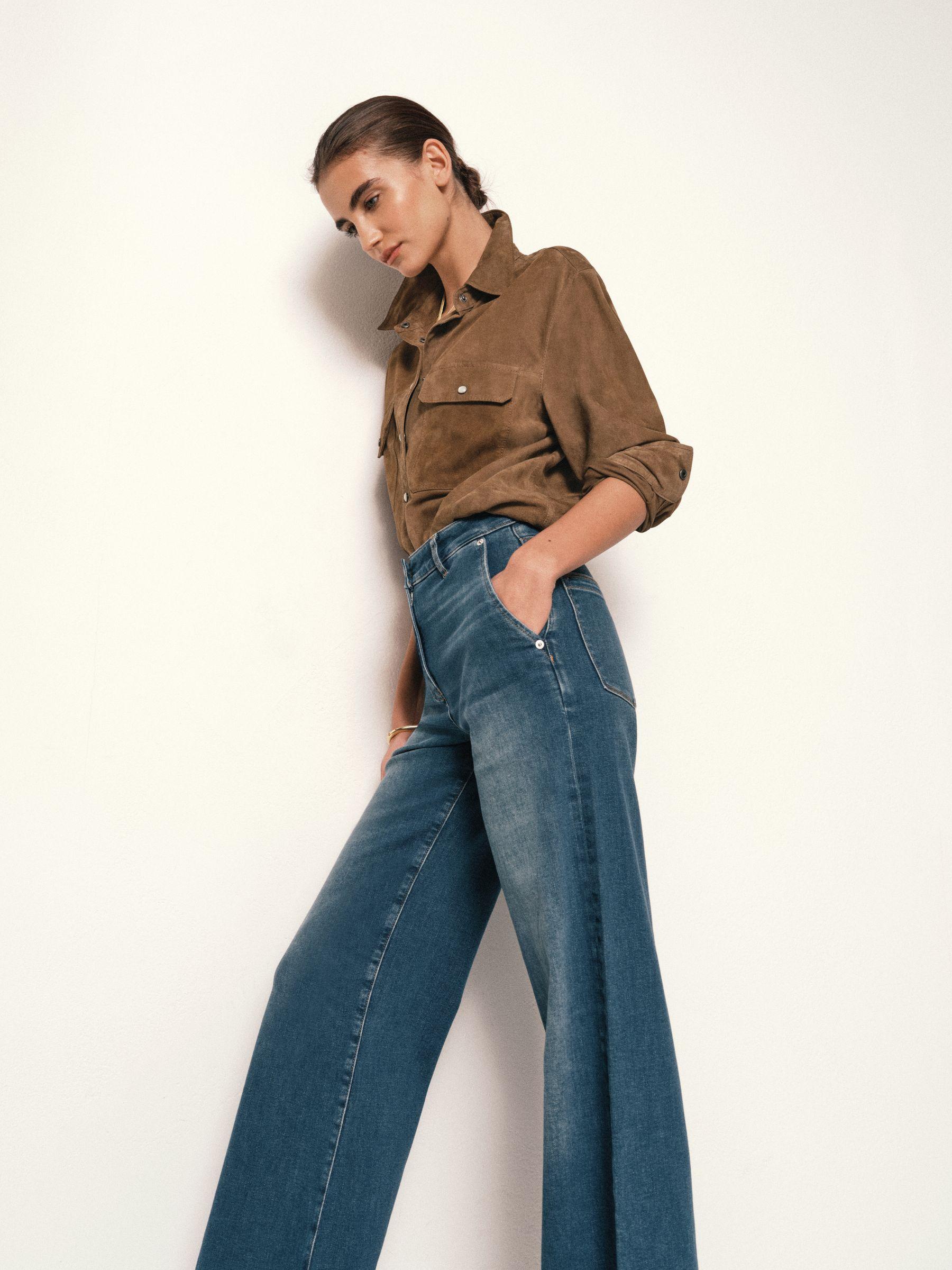 Petite Welt Pocket Flared Trousers in Tan Product Image